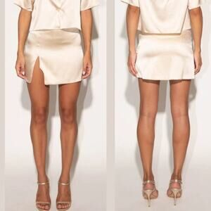 Mother of All Berri Silk Blend Mini Skirt Beige Size Small NWOT $390 MSRP